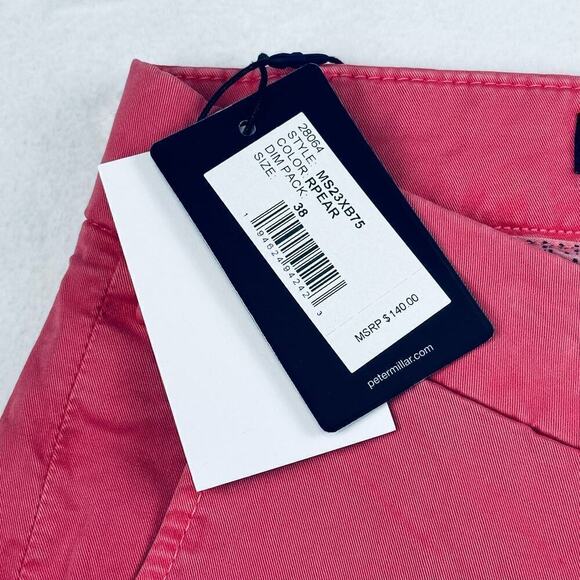 Peter Millar Crown Crafted Men’s Concord Garment Dyed Golf Shorts Pink, 38W, NWT - Picture 6 of 11